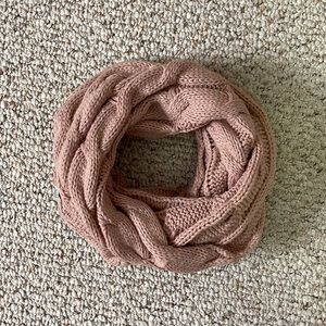 Pink cable knit infinity scarf